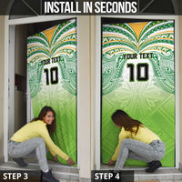 Custom Cook Islands Rugby League Door Cover Tatau Tribal Motifs-Light Green Color LT03 - Polynesian Pride