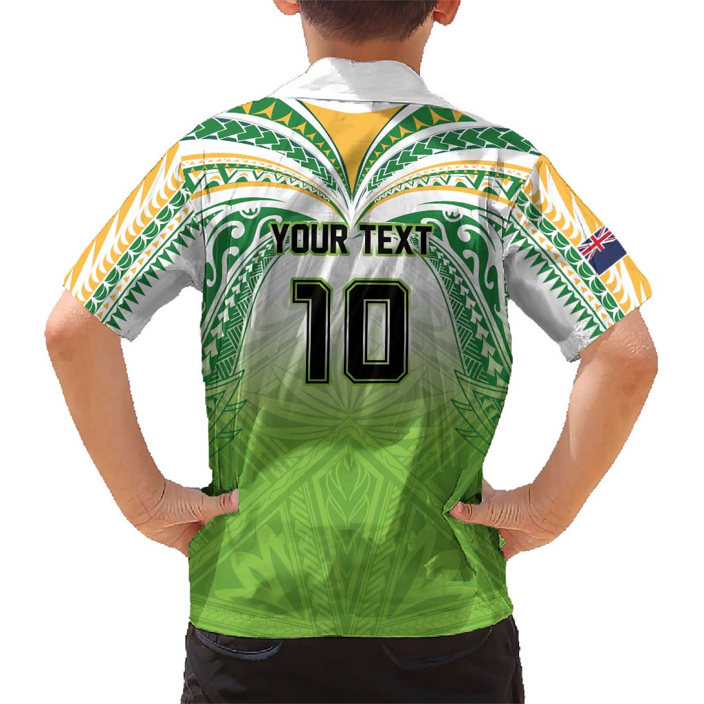 Custom Cook Islands Rugby League Family Matching Puletasi and Hawaiian Shirt Tatau Tribal Motifs-Light Green Color LT03 - Polynesian Pride