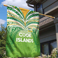 Cook Islands Rugby League Garden Flag Tatau Tribal Motifs-Light Green Color LT03 - Polynesian Pride