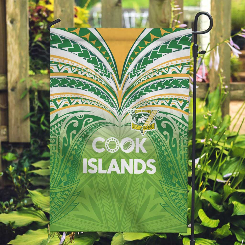Cook Islands Rugby League Garden Flag Tatau Tribal Motifs-Light Green Color LT03 Garden Flag Green - Polynesian Pride