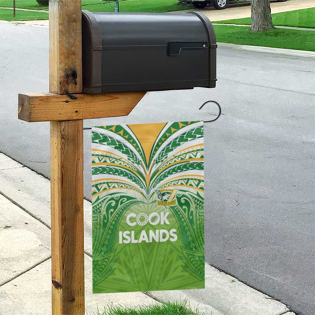 Cook Islands Rugby League Garden Flag Tatau Tribal Motifs-Light Green Color LT03 - Polynesian Pride