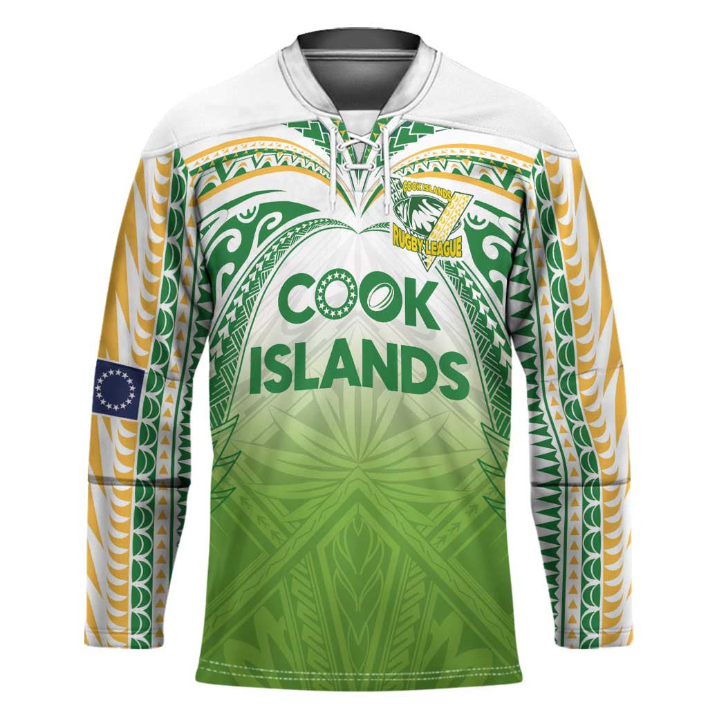 Custom Cook Islands Rugby League Hockey Jersey Tatau Tribal Motifs-Light Green Color LT03 Unisex Green - Polynesian Pride