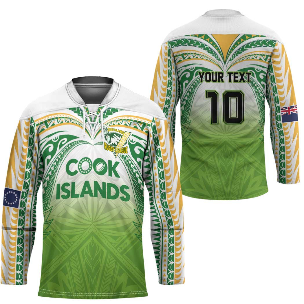 Custom Cook Islands Rugby League Hockey Jersey Tatau Tribal Motifs-Light Green Color LT03 - Polynesian Pride