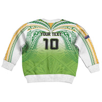 Custom Cook Islands Rugby League Kid Ugly Christmas Sweater Tatau Tribal Motifs-Light Green Color LT03 - Polynesian Pride