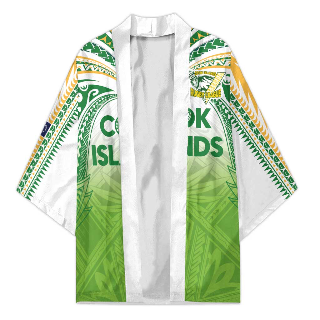 Custom Cook Islands Rugby League Kimono Tatau Tribal Motifs-Light Green Color LT03 Unisex Green - Polynesian Pride