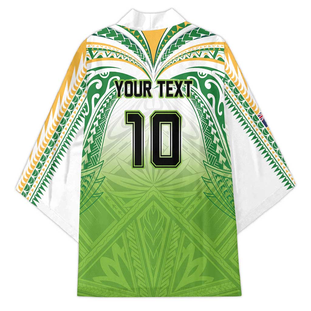 Custom Cook Islands Rugby League Kimono Tatau Tribal Motifs-Light Green Color LT03 - Polynesian Pride