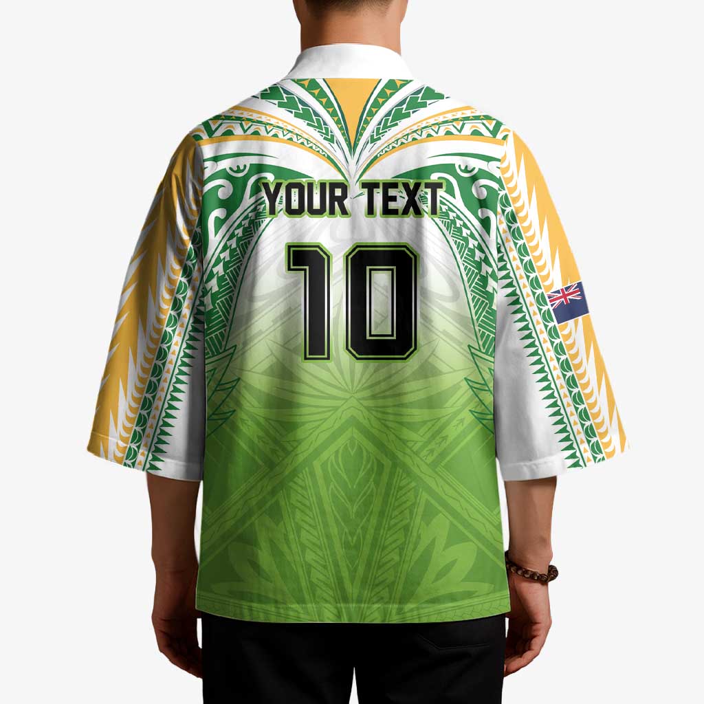 Custom Cook Islands Rugby League Kimono Tatau Tribal Motifs-Light Green Color LT03 - Polynesian Pride