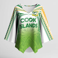 Custom Cook Islands Rugby League Kimono Sleeve Blouse Tatau Tribal Motifs-Light Green Color LT03 Female Green - Polynesian Pride
