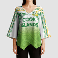 Custom Cook Islands Rugby League Kimono Sleeve Blouse Tatau Tribal Motifs-Light Green Color LT03 - Polynesian Pride