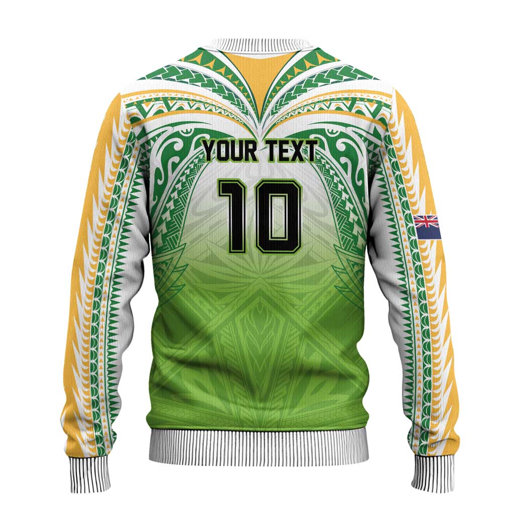 Custom Cook Islands Rugby League Ugly Christmas Sweater Tatau Tribal Motifs-Light Green Color LT03 - Polynesian Pride