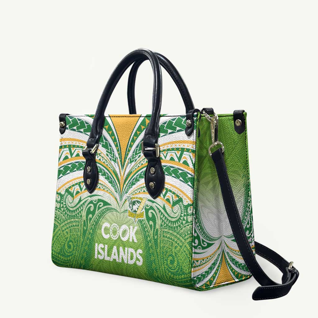 Cook Islands Rugby League Leather Bag Tatau Tribal Motifs-Light Green Color LT03 Green - Polynesian Pride