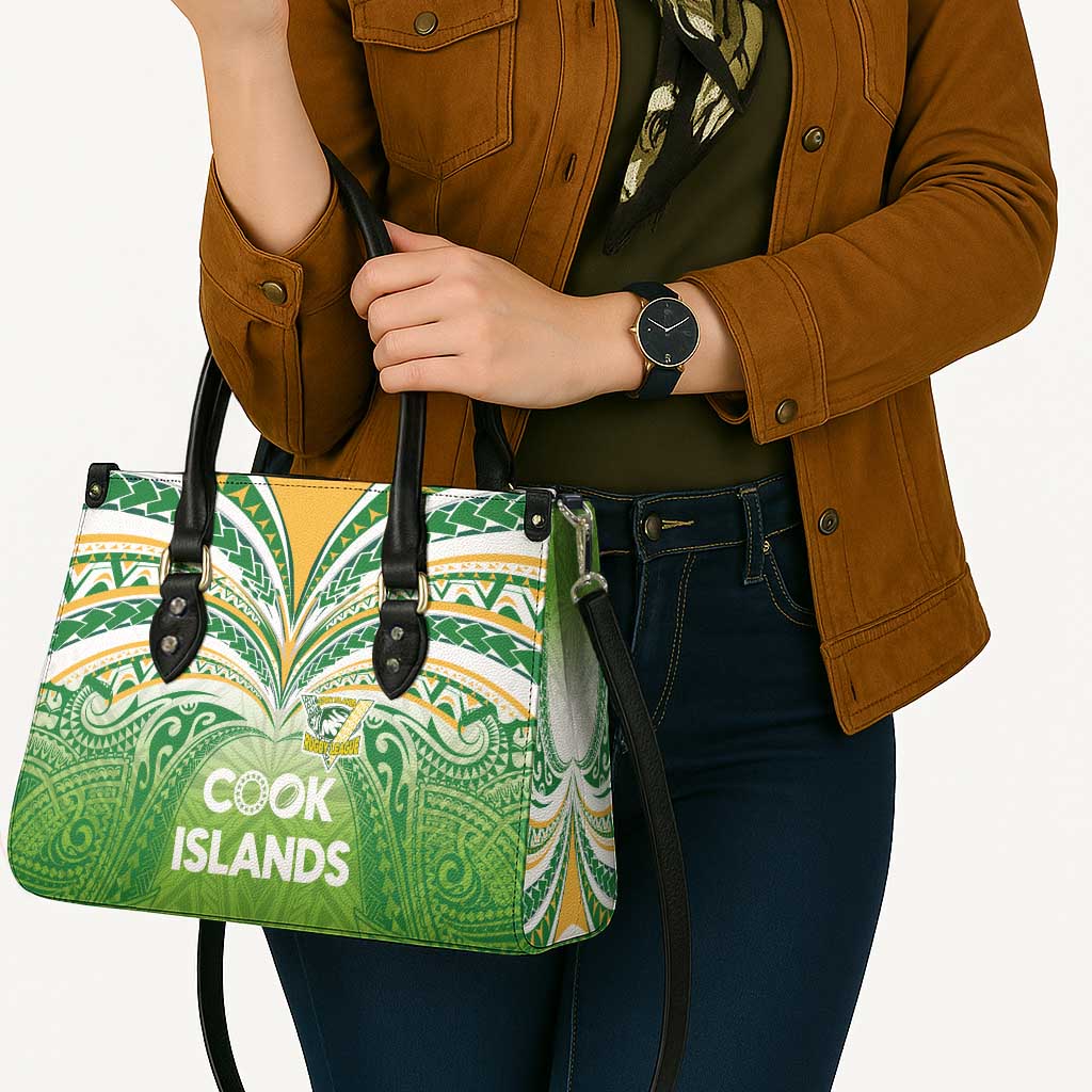 Cook Islands Rugby League Leather Bag Tatau Tribal Motifs-Light Green Color LT03 - Polynesian Pride