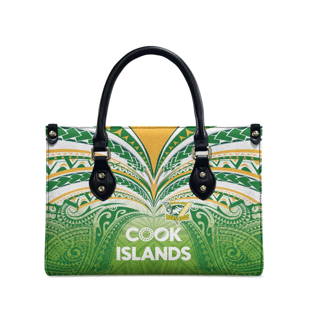 Cook Islands Rugby League Leather Bag Tatau Tribal Motifs-Light Green Color LT03 - Polynesian Pride