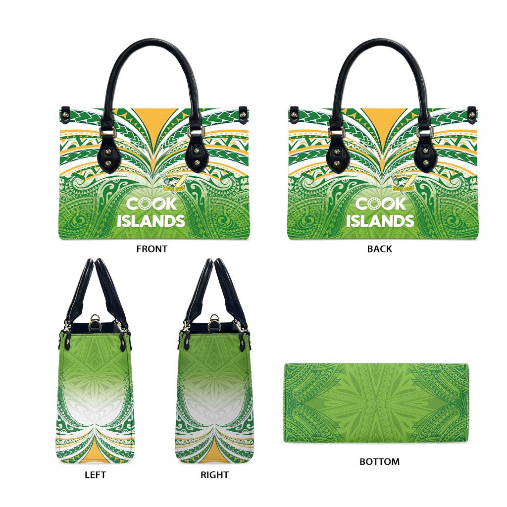 Cook Islands Rugby League Leather Bag Tatau Tribal Motifs-Light Green Color LT03 - Polynesian Pride