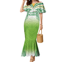 Custom Cook Islands Rugby League Mermaid Dress Tatau Tribal Motifs-Light Green Color LT03 Women Green - Polynesian Pride