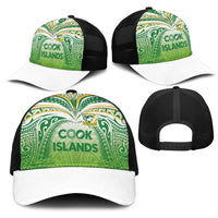 Cook Islands Rugby League Mesh Trucker Cap Tatau Tribal Motifs-Light Green Color LT03 - Polynesian Pride