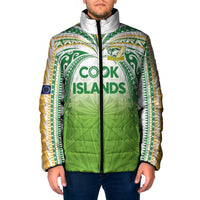 Custom Cook Islands Rugby League Padded Jacket Tatau Tribal Motifs-Light Green Color LT03 Men Green - Polynesian Pride