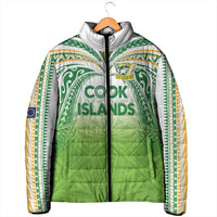 Custom Cook Islands Rugby League Padded Jacket Tatau Tribal Motifs-Light Green Color LT03 - Polynesian Pride