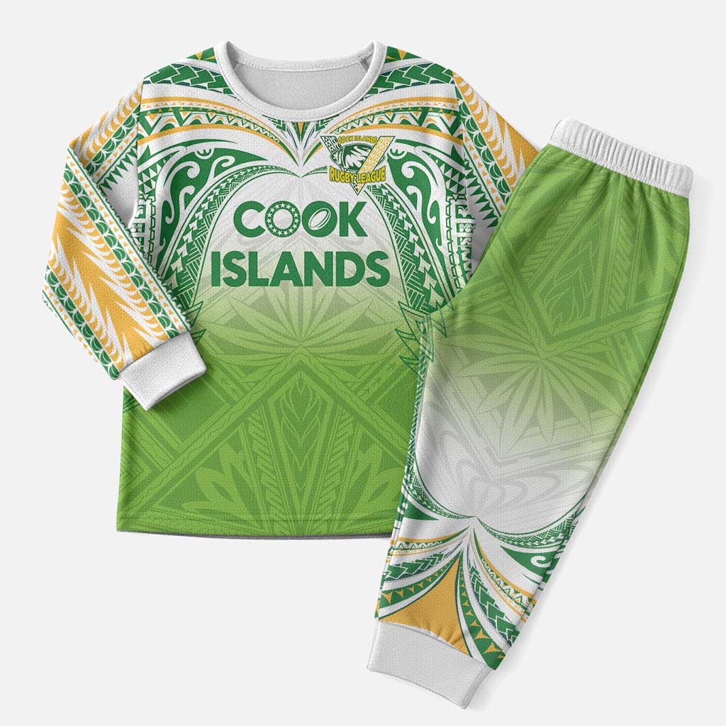 Custom Cook Islands Rugby League Christmas Pajama Set Tatau Tribal Motifs-Light Green Color LT03 Men Green - Polynesian Pride
