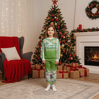 Custom Cook Islands Rugby League Christmas Pajama Set Tatau Tribal Motifs-Light Green Color LT03 Kid Green - Polynesian Pride
