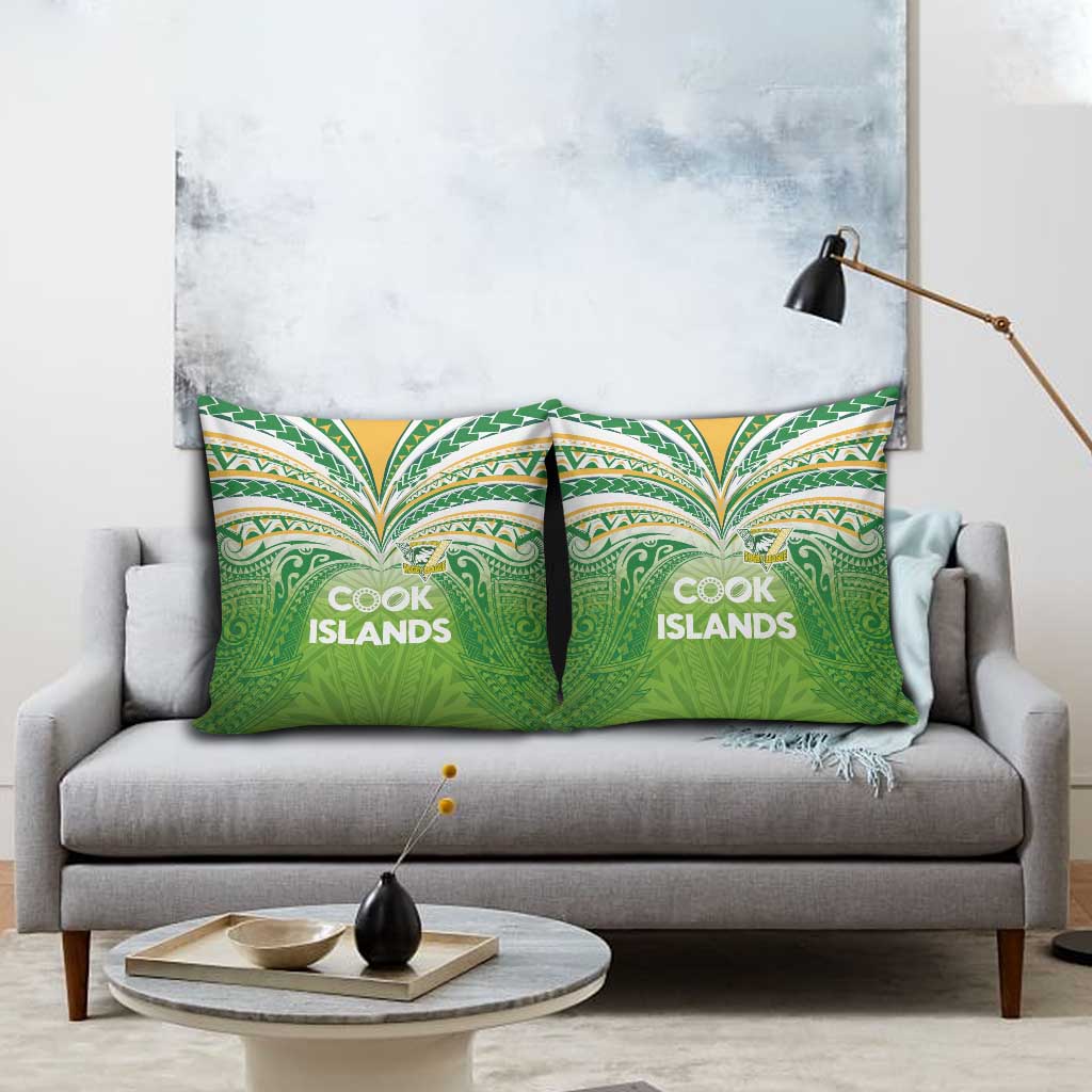 Cook Islands Rugby League Pillow Cover Tatau Tribal Motifs-Light Green Color LT03 - Polynesian Pride