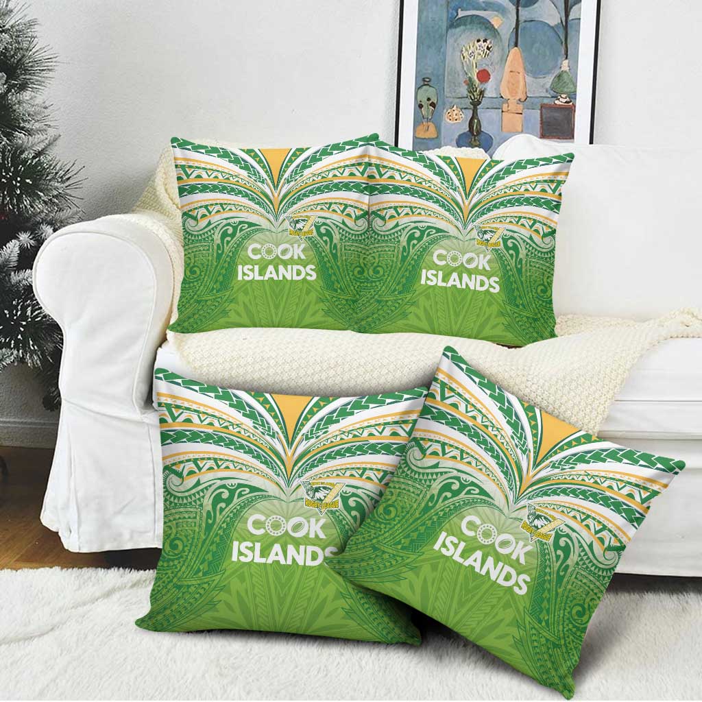 Cook Islands Rugby League Pillow Cover Tatau Tribal Motifs-Light Green Color LT03 - Polynesian Pride