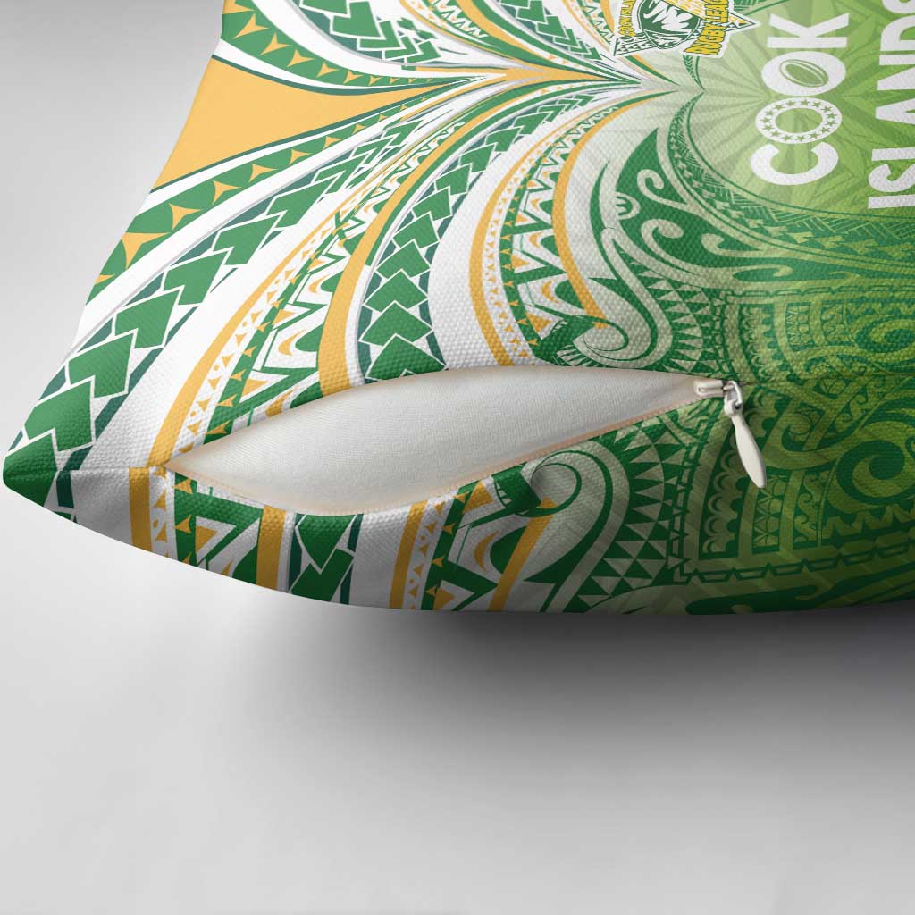 Cook Islands Rugby League Pillow Cover Tatau Tribal Motifs-Light Green Color LT03 - Polynesian Pride