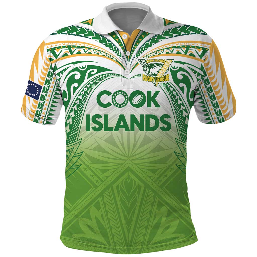 Custom Cook Islands Rugby League Polo Shirt Tatau Tribal Motifs-Light Green Color LT03 Green - Polynesian Pride