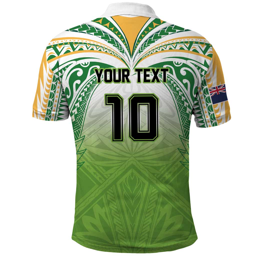 Custom Cook Islands Rugby League Polo Shirt Tatau Tribal Motifs-Light Green Color LT03 - Polynesian Pride