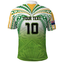 Custom Cook Islands Rugby League Polo Shirt Tatau Tribal Motifs-Light Green Color LT03 - Polynesian Pride