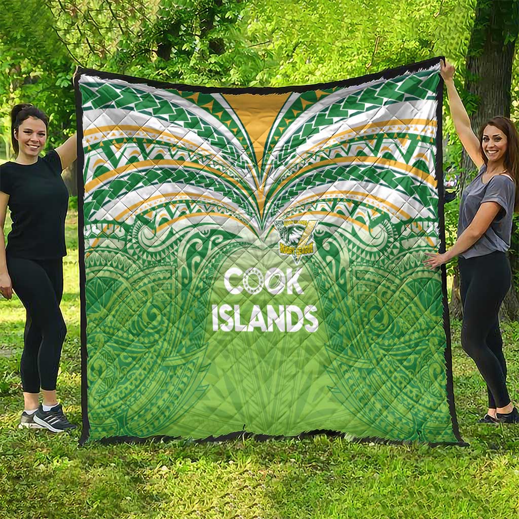 Cook Islands Rugby League Quilt Tatau Tribal Motifs-Light Green Color LT03 - Polynesian Pride