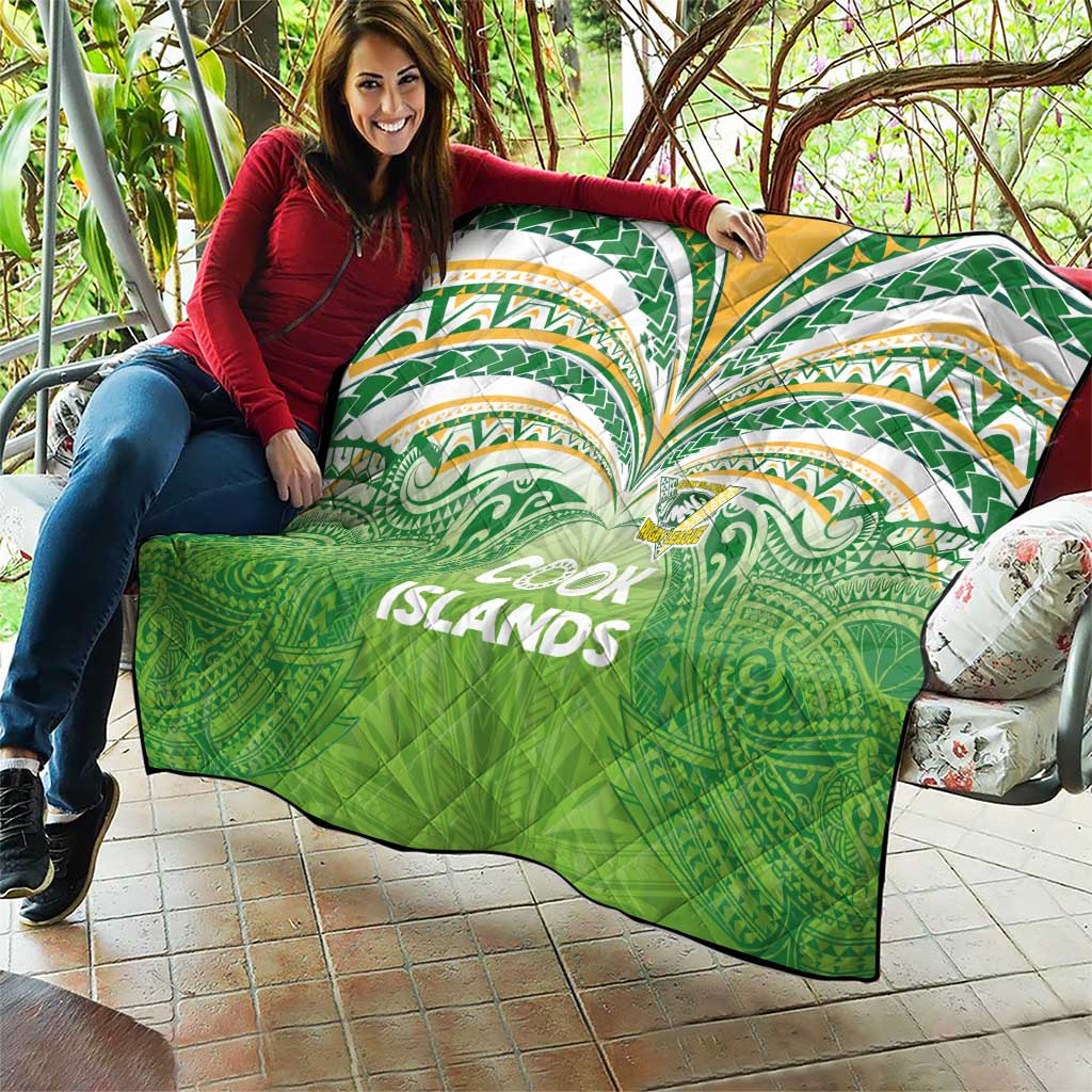 Cook Islands Rugby League Quilt Tatau Tribal Motifs-Light Green Color LT03 - Polynesian Pride