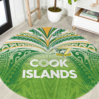 Cook Islands Rugby League Round Carpet Tatau Tribal Motifs-Light Green Color LT03 Green - Polynesian Pride