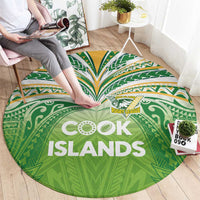 Cook Islands Rugby League Round Carpet Tatau Tribal Motifs-Light Green Color LT03 - Polynesian Pride