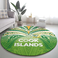 Cook Islands Rugby League Round Carpet Tatau Tribal Motifs-Light Green Color LT03 - Polynesian Pride