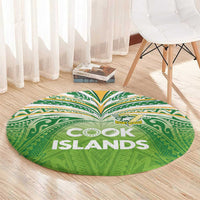 Cook Islands Rugby League Round Carpet Tatau Tribal Motifs-Light Green Color LT03 - Polynesian Pride