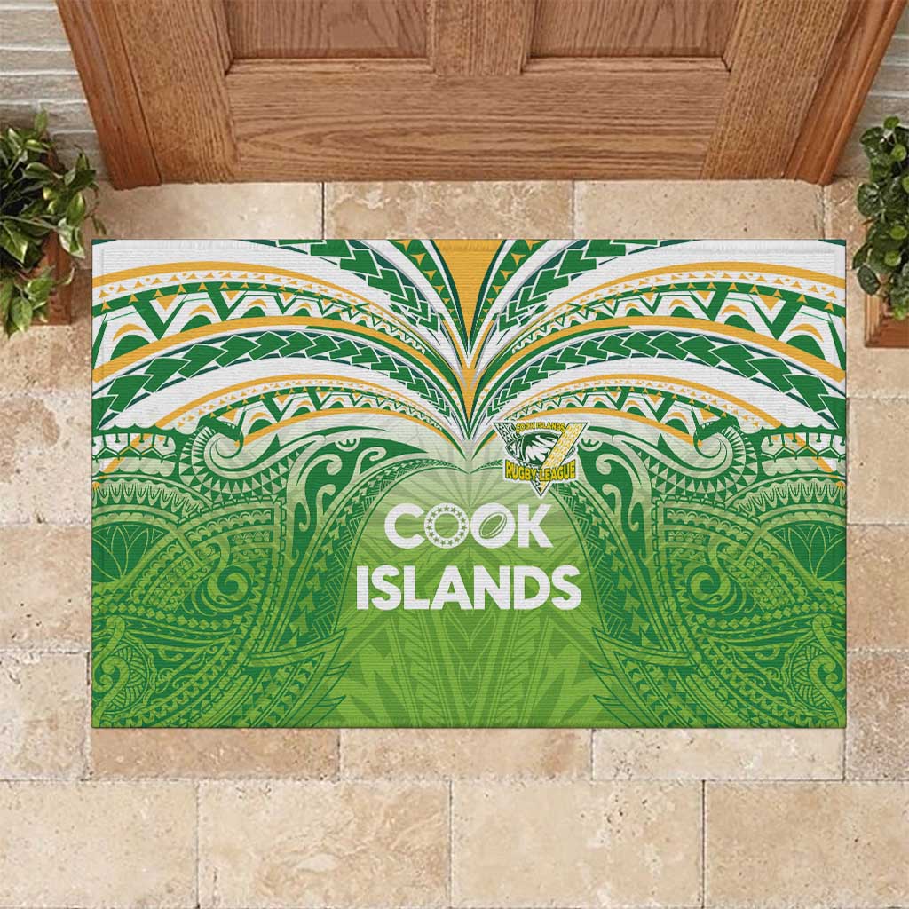 Cook Islands Rugby League Rubber Doormat Tatau Tribal Motifs-Light Green Color LT03 Green - Polynesian Pride