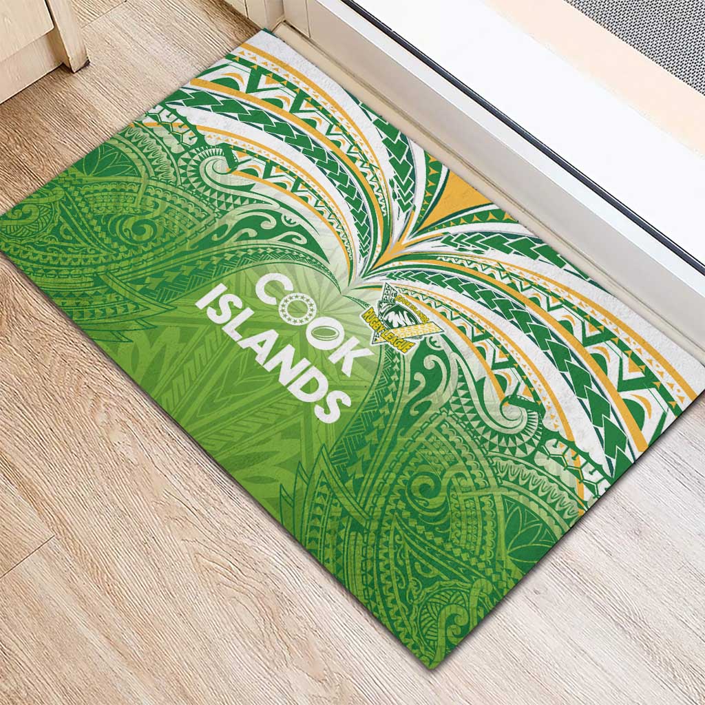 Cook Islands Rugby League Rubber Doormat Tatau Tribal Motifs-Light Green Color LT03 - Polynesian Pride