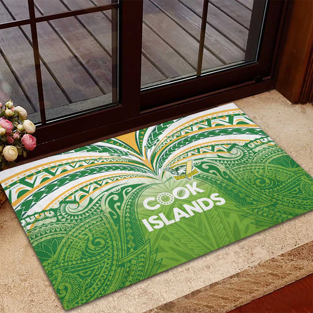 Cook Islands Rugby League Rubber Doormat Tatau Tribal Motifs-Light Green Color LT03 - Polynesian Pride