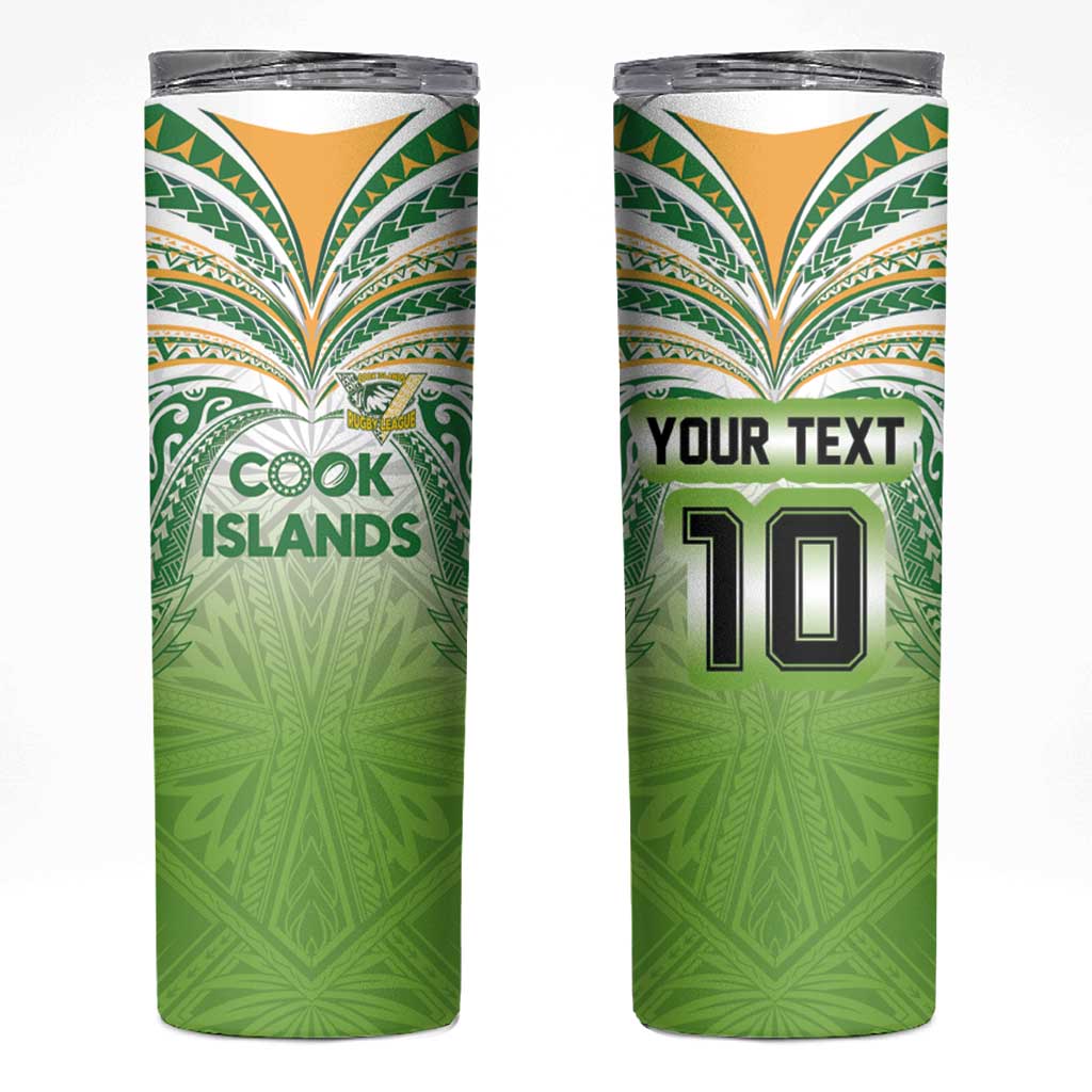 Custom Cook Islands Rugby League Skinny Tumbler Tatau Tribal Motifs-Light Green Color LT03 Green - Polynesian Pride