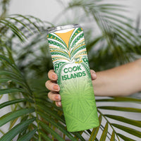 Custom Cook Islands Rugby League Skinny Tumbler Tatau Tribal Motifs-Light Green Color LT03 - Polynesian Pride