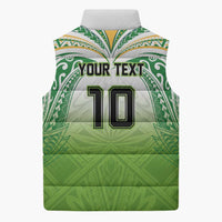 Custom Cook Islands Rugby League Sleeveless Puffer Jacket Tatau Tribal Motifs-Light Green Color LT03 - Polynesian Pride