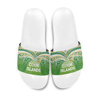 Cook Islands Rugby League Slide Sandals Tatau Tribal Motifs-Light Green Color LT03 Green - Polynesian Pride