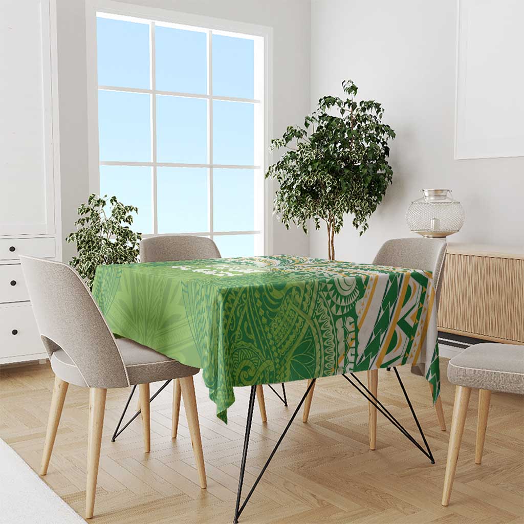 Cook Islands Rugby League Tablecloth Tatau Tribal Motifs-Light Green Color - Polynesian Pride