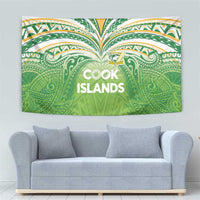 Cook Islands Rugby League Tapestry Tatau Tribal Motifs-Light Green Color LT03 - Polynesian Pride