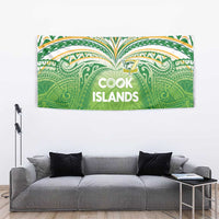 Cook Islands Rugby League Tapestry Tatau Tribal Motifs-Light Green Color LT03 - Polynesian Pride