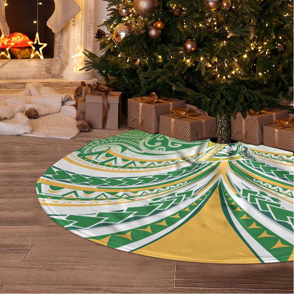 Cook Islands Rugby League Tree Skirt Tatau Tribal Motifs-Light Green Color LT03 - Polynesian Pride