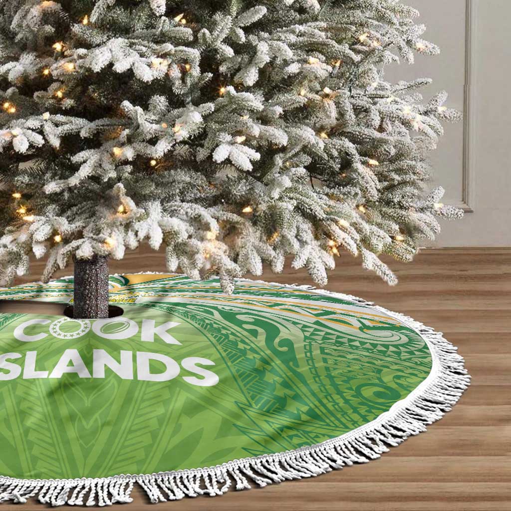 Cook Islands Rugby League Tree Skirt Tatau Tribal Motifs-Light Green Color LT03 - Polynesian Pride