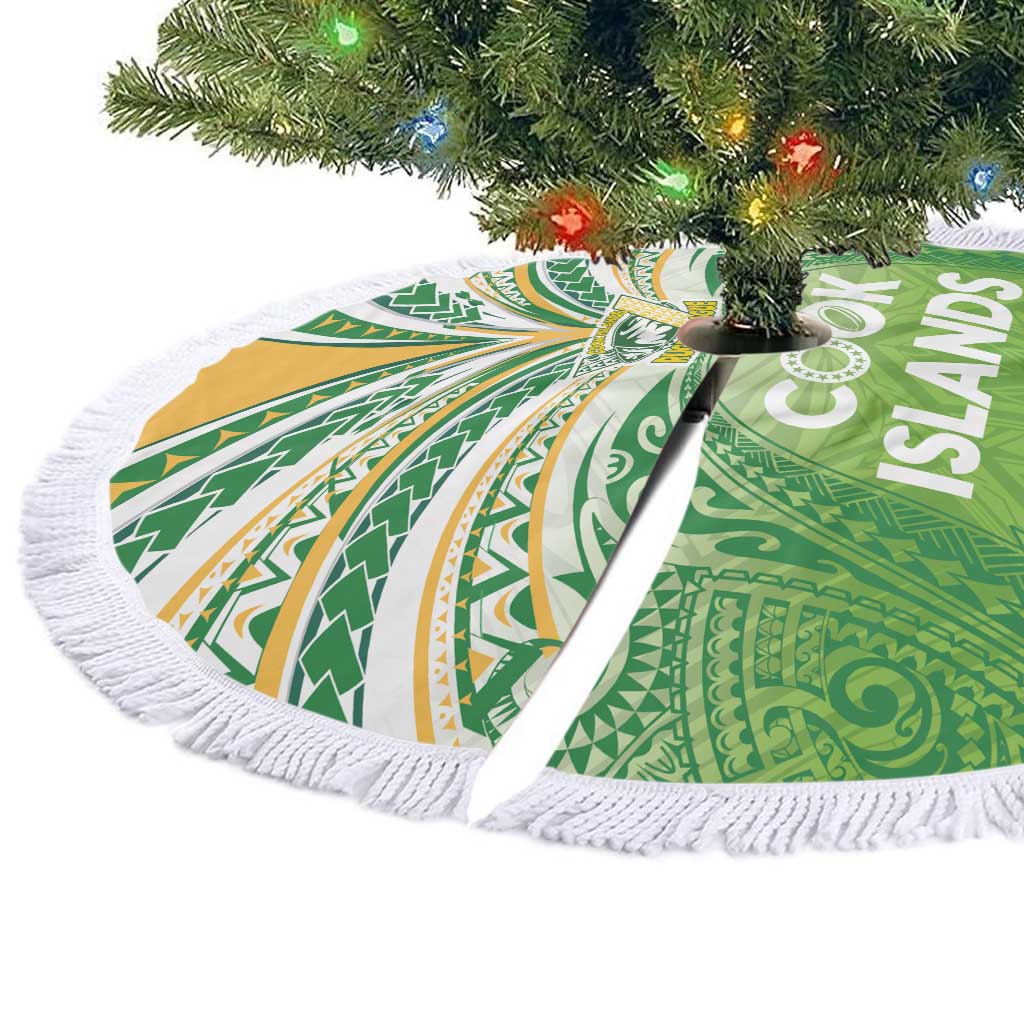 Cook Islands Rugby League Tree Skirt Tatau Tribal Motifs-Light Green Color LT03 - Polynesian Pride