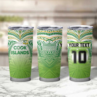 Custom Cook Islands Rugby League Tumbler Cup Tatau Tribal Motifs-Light Green Color LT03 - Polynesian Pride
